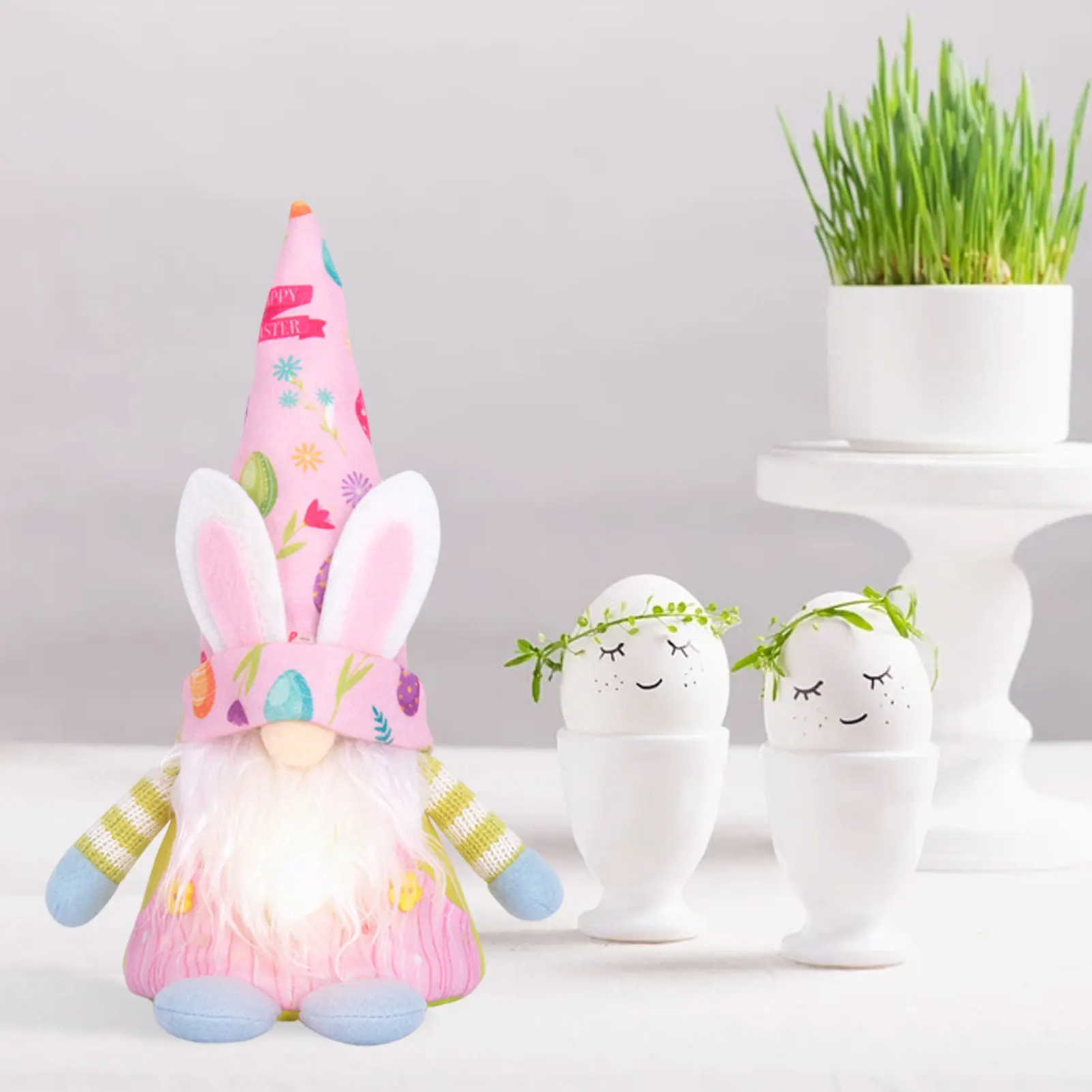 

Easter Party Dwarf Decor Plush Glowing Easter Bunny Handmade Swedish Pixie Filled Bunny Faceless Doll Kids Gift Home Decor