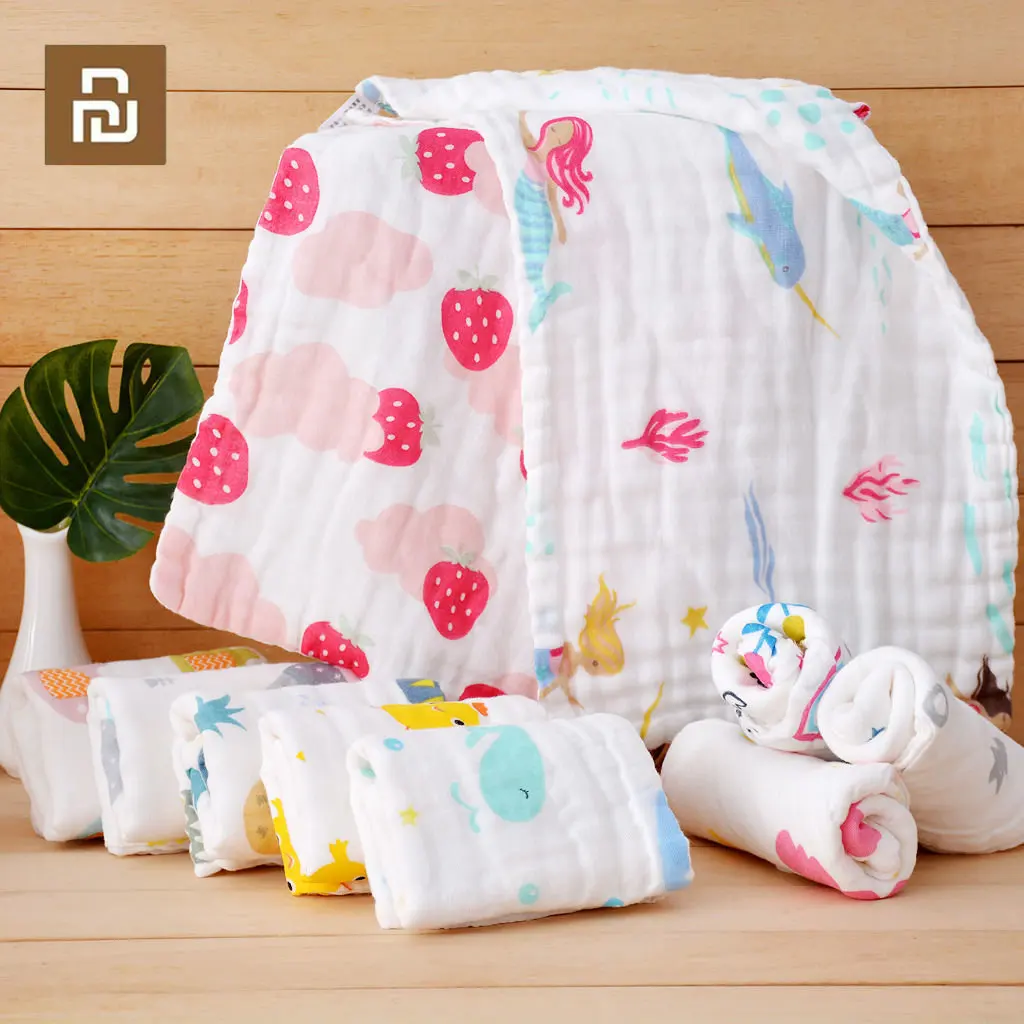 

Xiaomi 5pcs 6 Layers Baby Towel Cotton Wipe Face Towel Squar Newborn Bibs Infant Feeding Toddler Kids Saliva Bathing 30*30cm