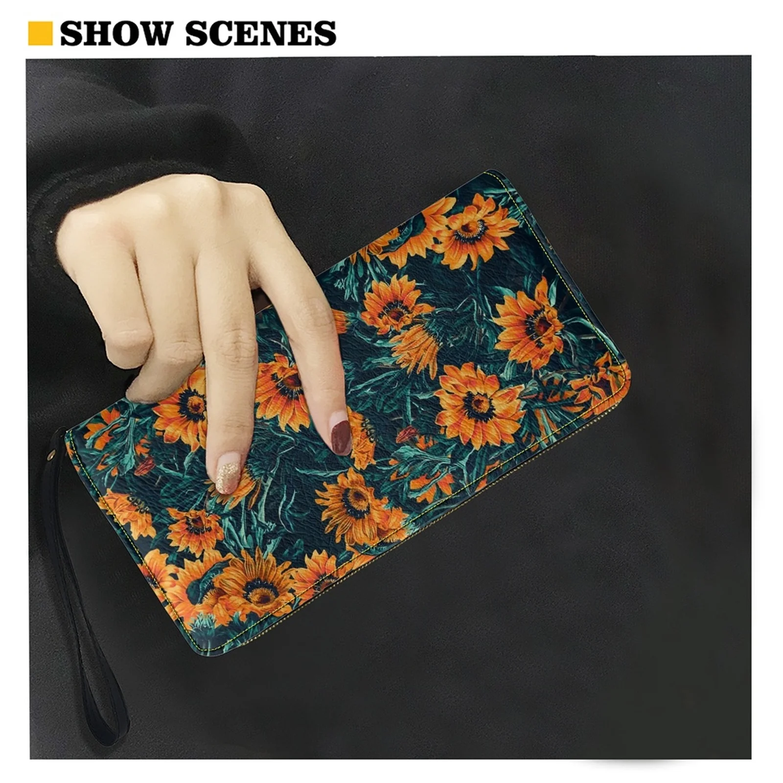 Belidome Sunflower Wristlets Wallet for Womens Leather RFID Blocking Zip Around Card Holder Organizer Travel Cluth Bags Purse