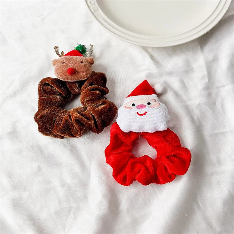 Милый мультяшный Рождественская елка Санта-Клаус Лось Плюшевые резинки для