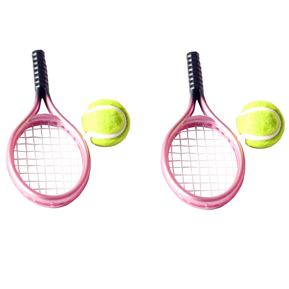 

2 Sets Decorative Mini Tennis Mini Tennis Kit DIY Supply Mini Tennis Racket with for Home Shop Kids