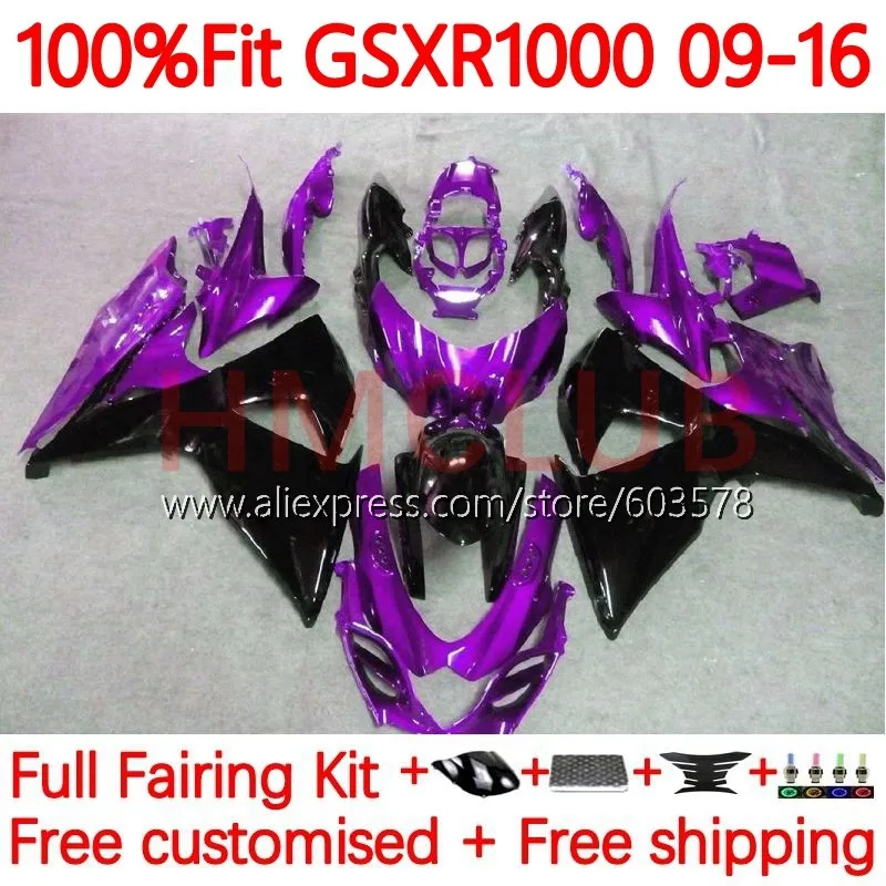 

Injection For SUZUKI K9 GSXR 1000 GSXR1000 2009 2010 2011 2012 2013 2014 2015 2016 GSXR-1000 09 16 purple blk Fairing 102No.163