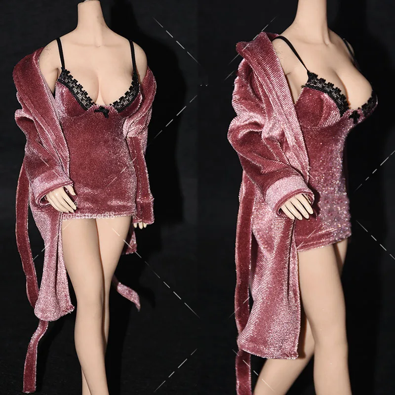 

1/6 Sexy Fashion Women's Ladies Nightgown Bathrobe Velvet Homewear Negligee Sleepwear Pajamas Sets for 12 inches Action Figure