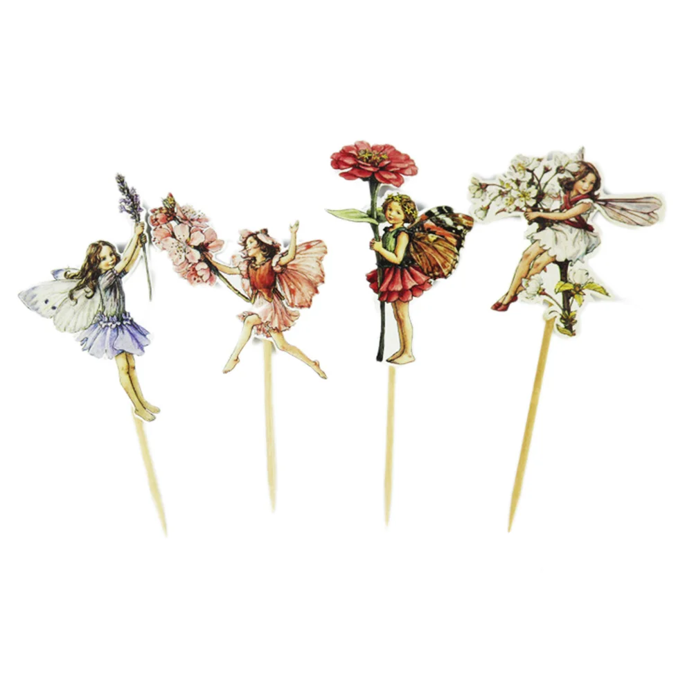 

Fairy Decorations Cake Party Cupcake Toppers Supplies Topper Birthday Picksdecoration Knot Flower Teapotgirls Bow Fairies