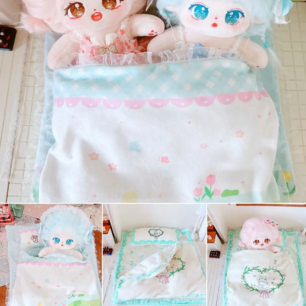 

20cm Doll Bedroom Decoration Bedding Mattress Pillow Quilt Mattress Doll Bedding Accessories Cotton Stuffed Doll