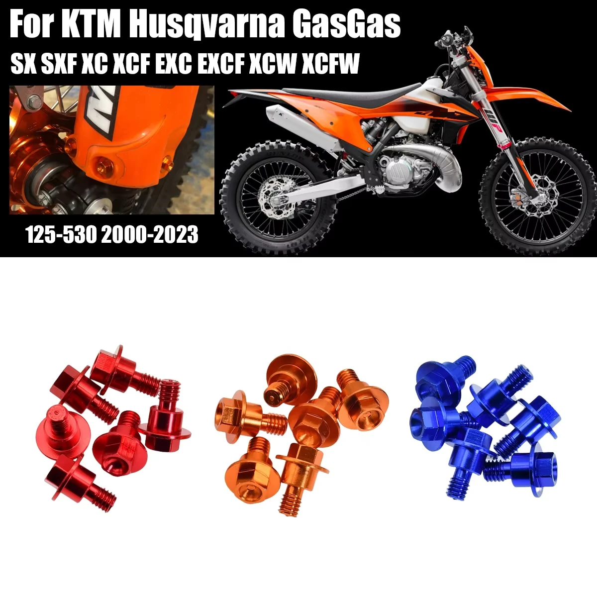 Фото M6 * 12 Винт защиты передней вилки для KTM SX SXF XC XCF EXC EXCF XCW XCFW 125 150 250 300 350 400 450 500 530 2000-2022 №1