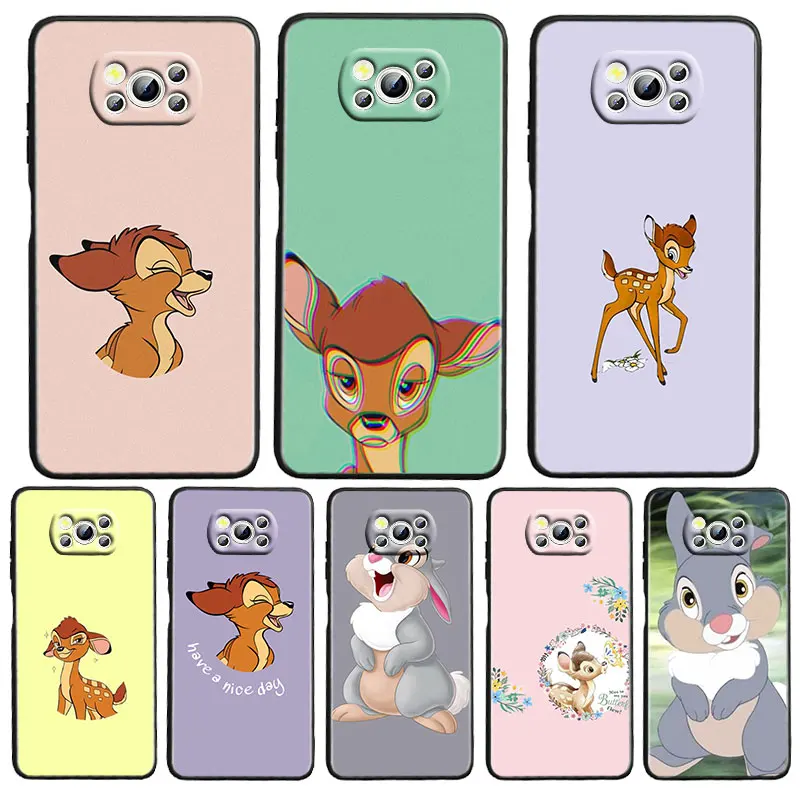 

Pretty Bambi animation Phone Case For Xiaomi Civi Mi Poco X3 NFC F3 GT M4 M3 M2 X2 F2 C3 F1 Black luxury Silicone Cover Funda
