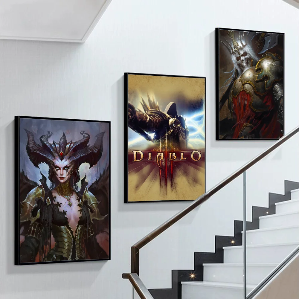 

RPG Game D-Diablo 4 Poster Self-adhesive Art Poster Retro Kraft Paper Sticker DIY Room Bar Cafe Vintage Decorative Painting