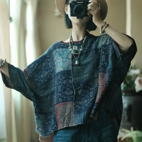 Рубашка женская хлопковая льняная в стиле Харадзюку, Модный повседневный топ в Корейском стиле, уличная одежда в этническом стиле, винтажная Эстетическая одежда