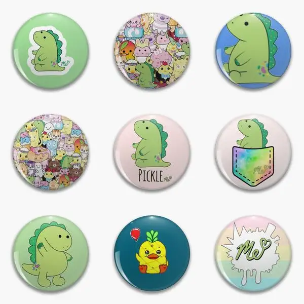 

Moriah Elizabeth Pickle The Dinosaur Cute Soft Button Pin Customizable Metal Collar Women Hat Lapel Pin Lover Brooch Fashion