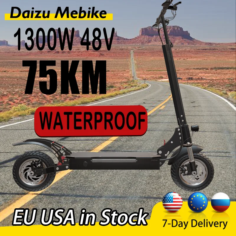 

Daizu Mebike 1300W 48V Electric Scooter 75KM Scooter Electric 60KM/H E Scooters Remote Key Scooter Folding for Adult Waterproof