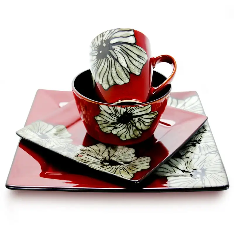 

2023 New Winter Bloom 16-Piece Dinnerware Set Dinnerware Set Kitchen Accessories Dining Table Set Plates and Bowls and Dishes
