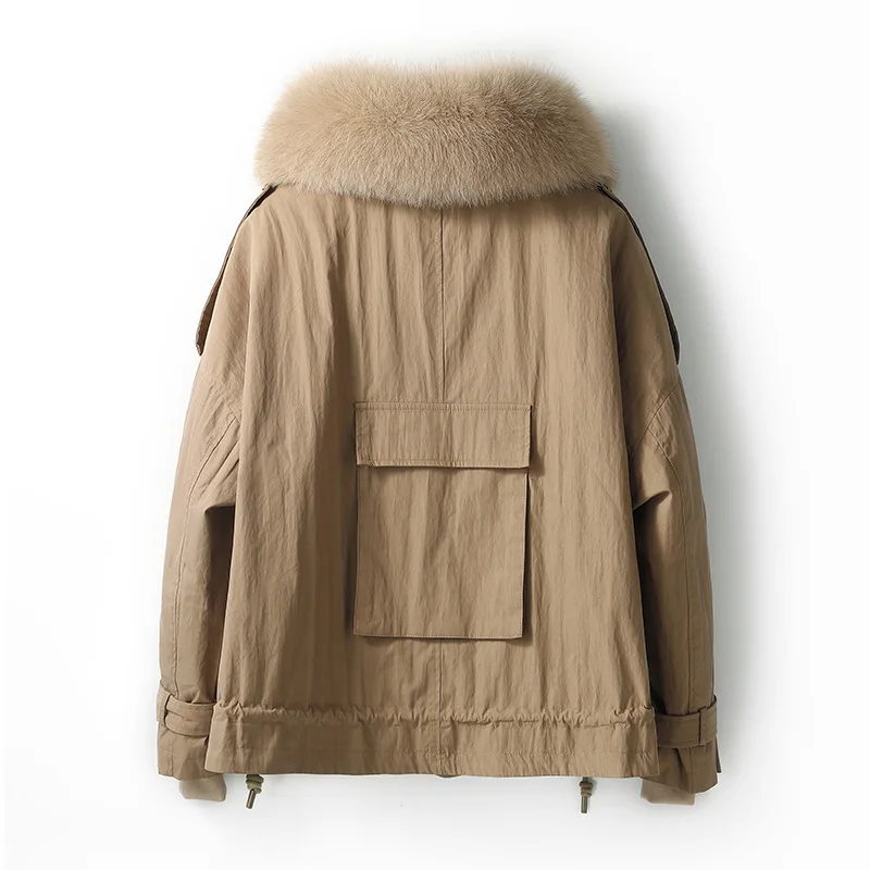 Women's Fur Coat Overcame Short Style Autumn and Winter New Rex Rabbit Fur Liner Detachable Fox Fur