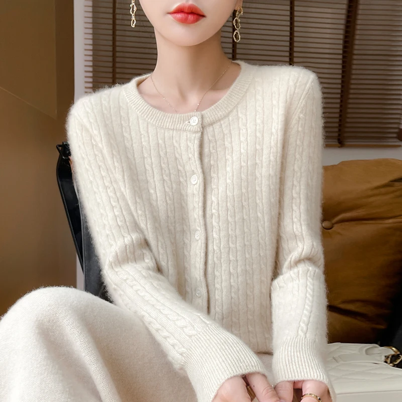 YSC2024 Новый женский Классический австралийский Шерстяной Вязаный Кардиган с