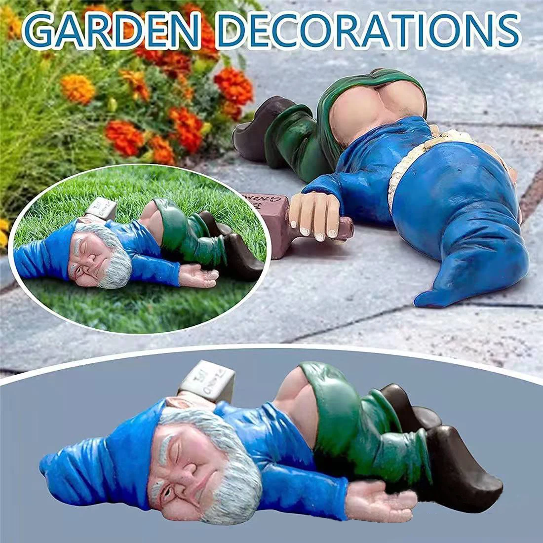

Creative Drunken Lying on the Ground Funny Dwarf Garden Dwarf Outdoor Indoor Courtyard Lawn Porch Decorative Statue Resin Crafts