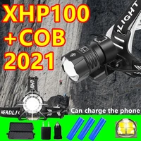 600000lm most powerful xhp100 headlamp xhp90 led headlight 18650 rechargeable usb head lamp with cob light xhp70 head flashlight