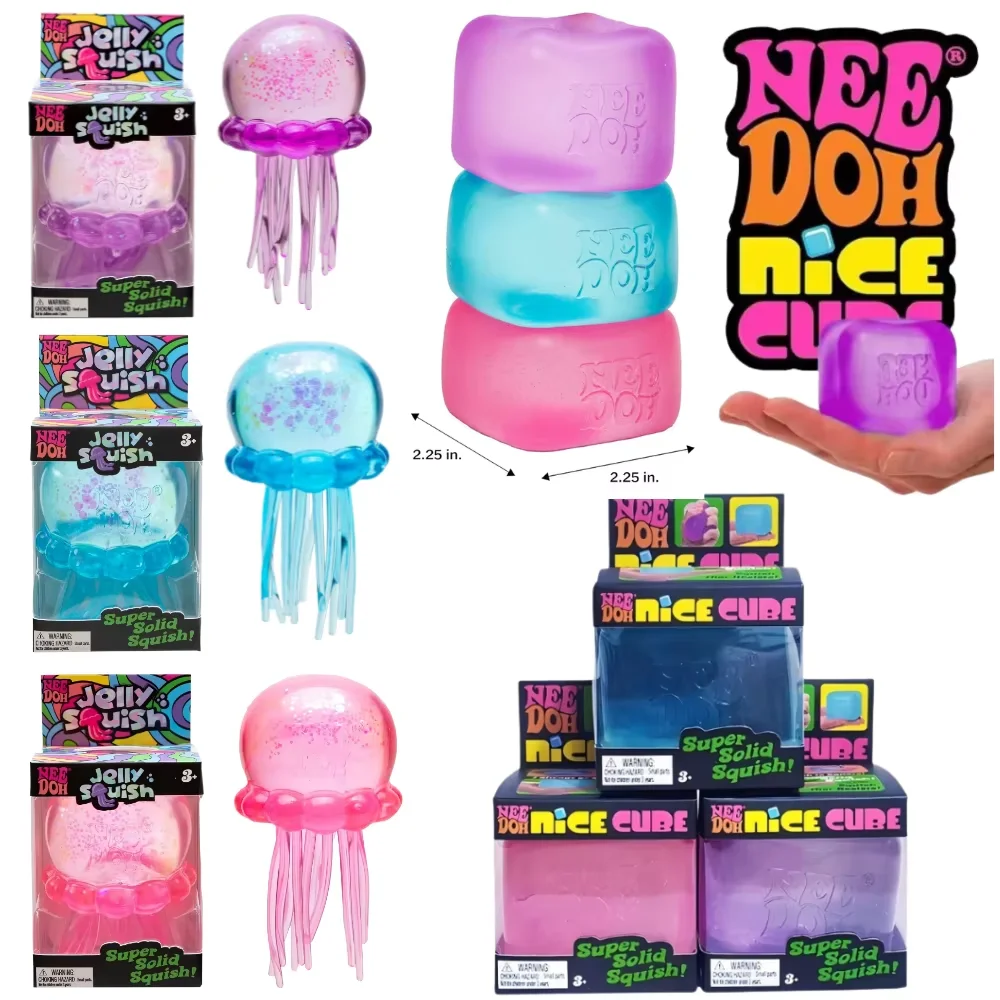 Фото Сенсорная игрушка-антистресс Schylling NeeDoh Jellyfish Cube Super Solid Squish для снятия тревоги и стресса №1