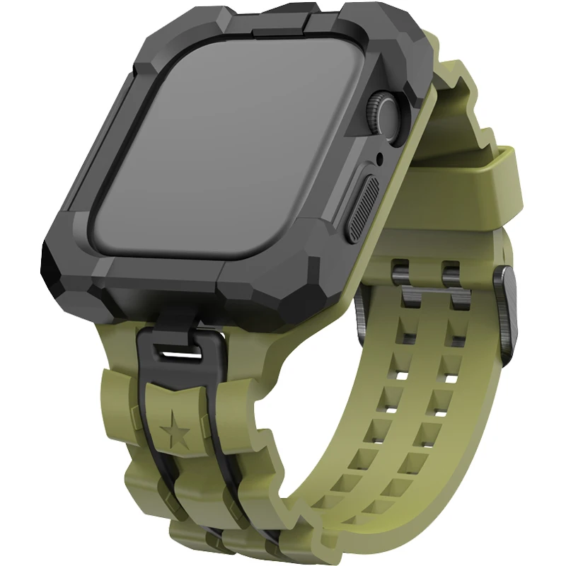 

Спортивный уличный бампер, рамка для телефона, ремешок для часов apple watch, резиновый ремешок 45 мм 44 мм 42 мм, военная армия для Iwatch серии 8 7 6 5 4