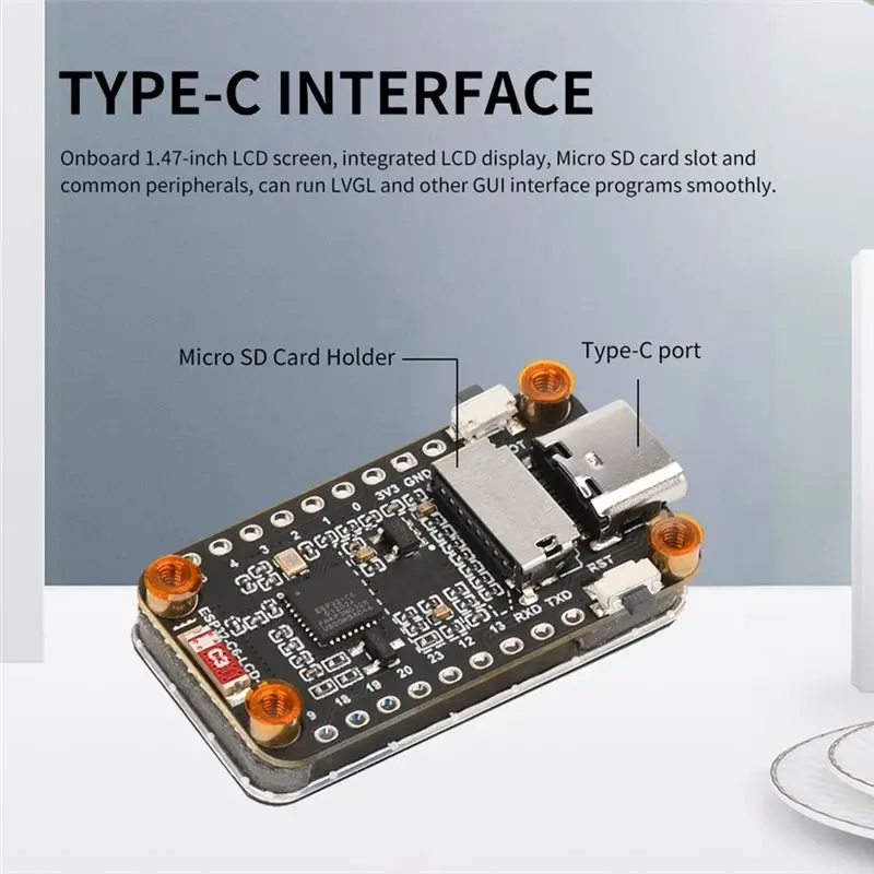Фото [НОВИНКА A09R!] Плата для разработки с ЖК-экраном Esp32-C6 1,47 дюйма, Wi-Fi 6, Bluetooth 5, встроенным RGB-дисплеем и интерфейсом Type-C №5