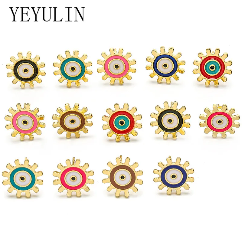 

5pairs/set Mixed Color Eye Stud Earring set for Women Girls Copper Gold Color Earrings Set Fashion Jewelry Gift