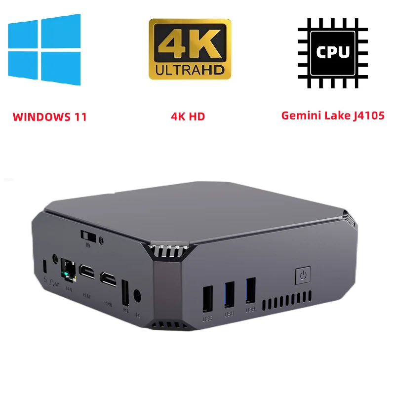 

GK2 Intel Celeron J4105 MINI PC Windows 11 DDR4 12GB 512GB SSD Quad-Core Dual WiFi BT4.2 Desktop Gamer Computer