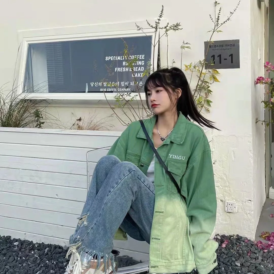 Женская джинсовая куртка винтажная Повседневная ковбойская в стиле Харадзюку с