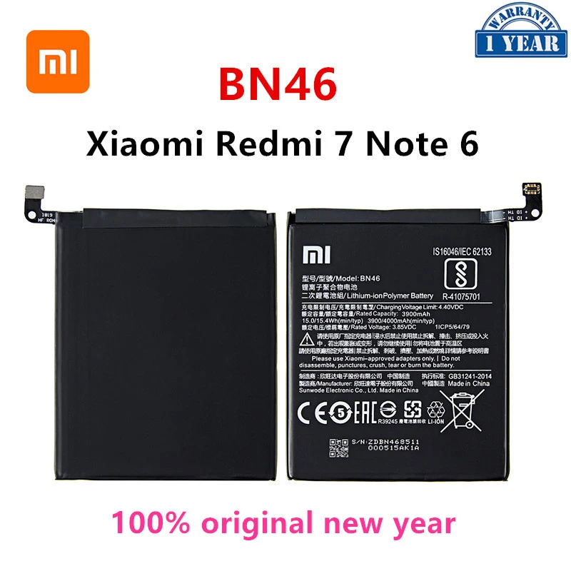 

Xiao mi 100% Orginal BN46 4000mAh Battery For Xiaomi Redmi 7 Redmi7 Redmi Note 6 Redmi Note6 Note8 Note 8 BN46 Batteries