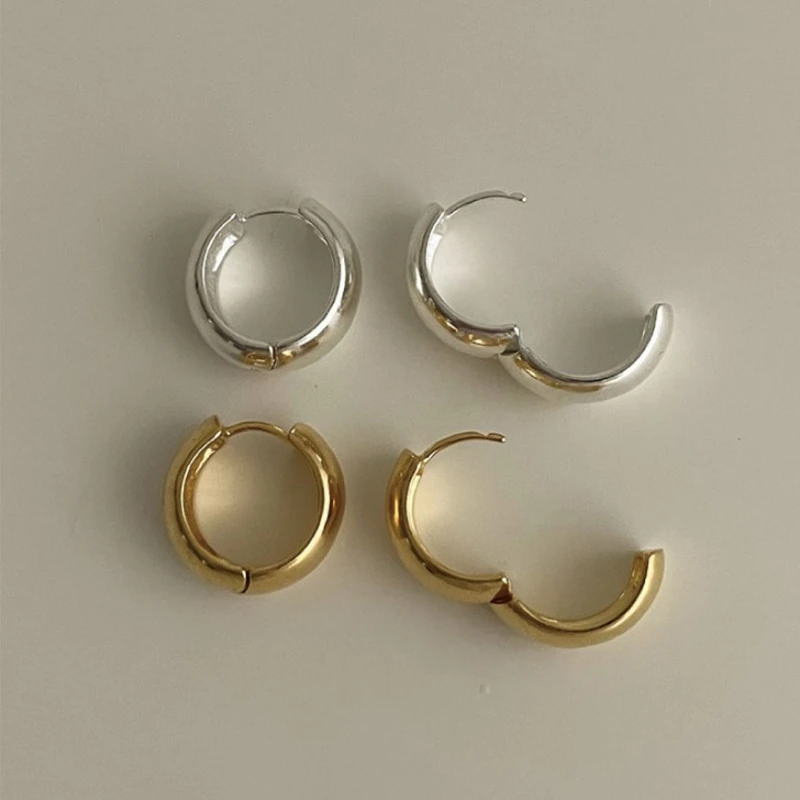 Silvology Real 925 Sterling Silver Wide Version Round Hoop Earrings for Women Thick Glossy 16mm Minimalist Earrings Fine Jewelry