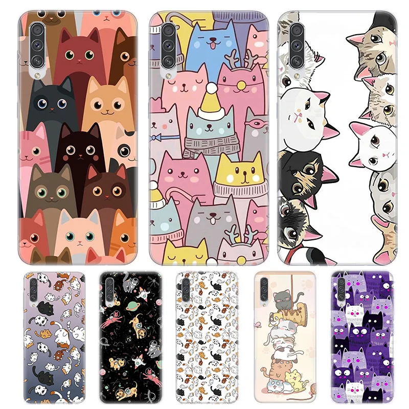 

Cartoon Cute Cats Background Case For Huawei P50 P40 P30 P20 P10 lite Cover For Huawei Mate 20 10 Pro Anti-fall Coque