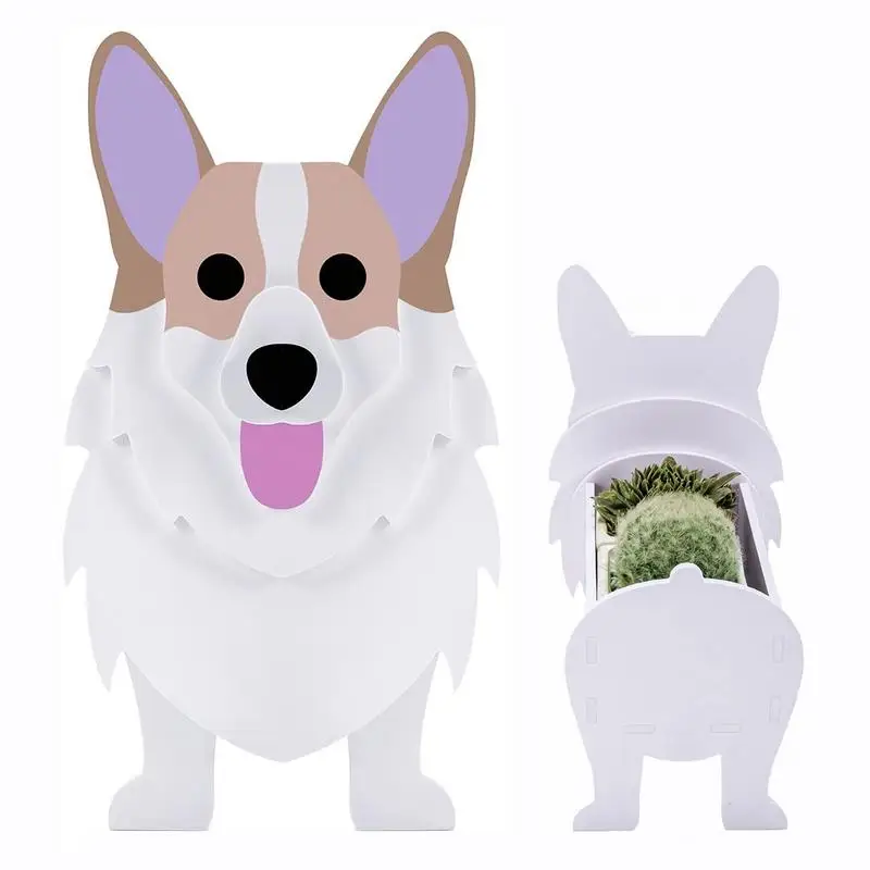 

Cute Dog Plants Container Dog Planter Corgi Plant Container Cute Succulent Planters Cartoon Corgi PVC Flower Pot For Indoor And