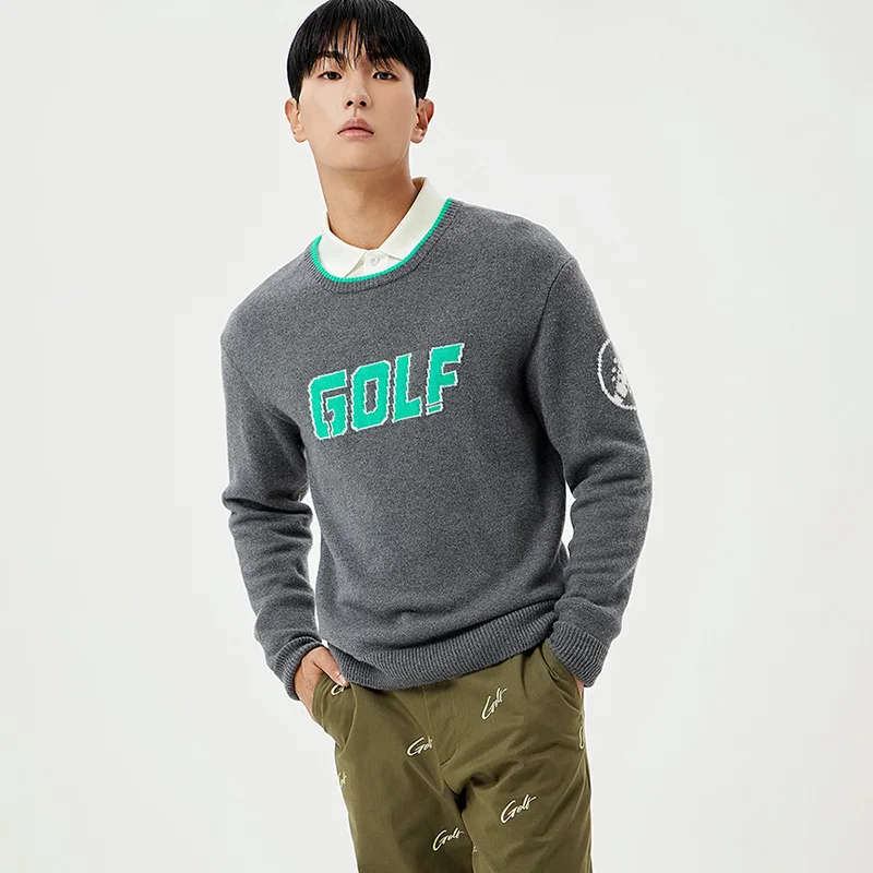

"Step Into Elegance: Stylish Men's Pullover Sweater, Korean-Style Luxury Golf, No Hood, Classic Casual, Autumn-Winter Warmth！"