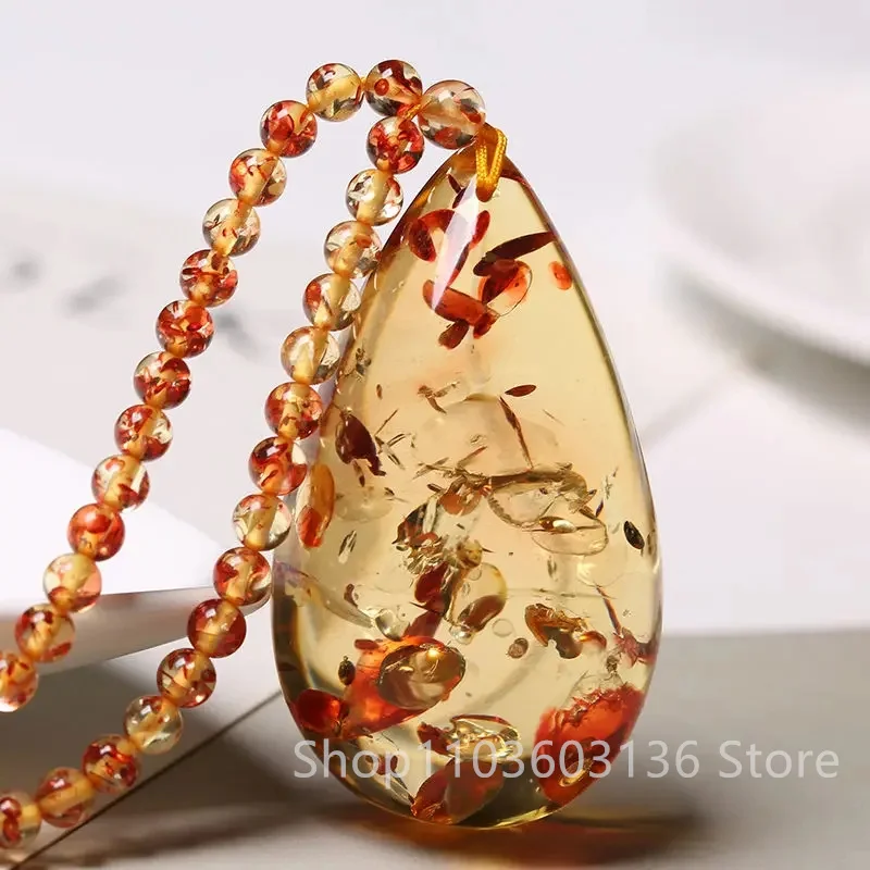 Ожерелье с подвеской в виде янтарного цветка для женщин и мужчин ожерелья из