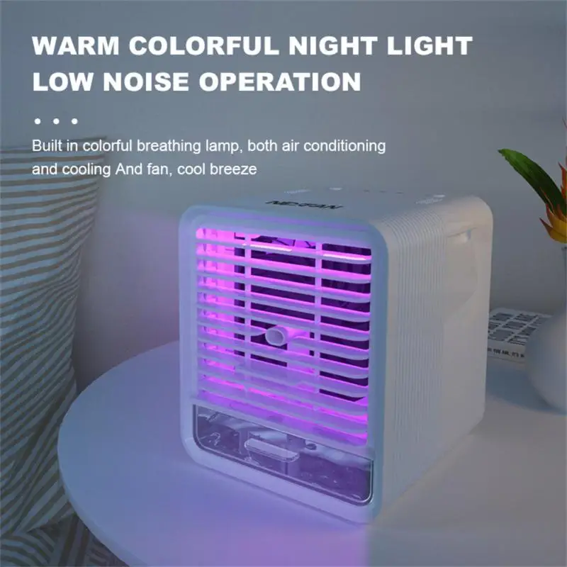 

90 Degree Blowing Angle Air Conditioning Fan White Air Purification Low Noise Air Cooler Fans Humidification With Night Light