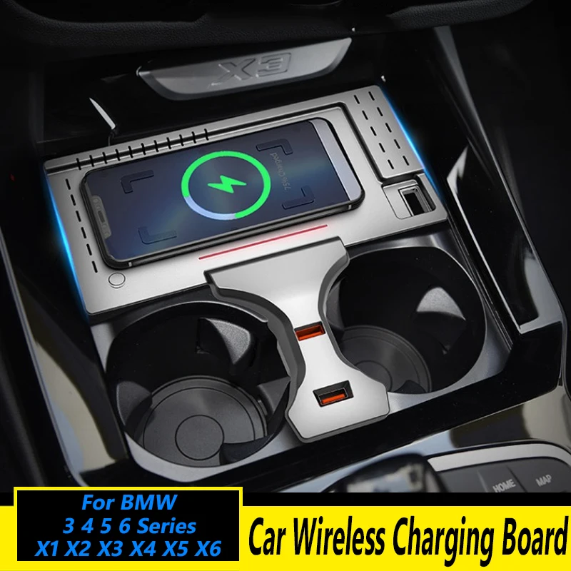 

For BMW X1 X2 F48 F39 X3 X4 G01 G02 X5 X6 G05 G06 3 4 5 6 Series G20 G21 G28 G30 G32 G38 15W Car Phone QI Wireless Charger Panel