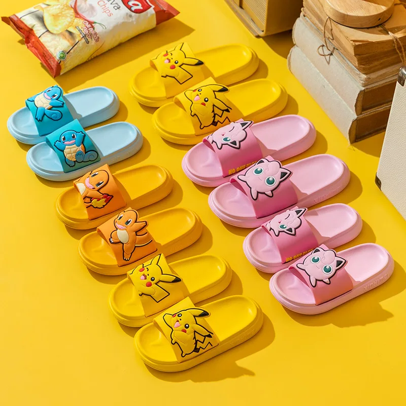 

Home Children's Slippers Anime Pokémon Series Bathroom Anti-Slip Slippers Pikachu Jeni Turtle Little Fire Dragon Pattern