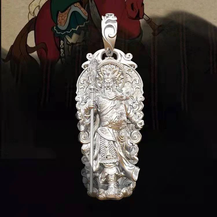 

National Tide Guan Yu Wu God of Wealth Pendant Guan Gong Statue Necklace Men's Domineering Pendant Gold Pendant Men Accessories