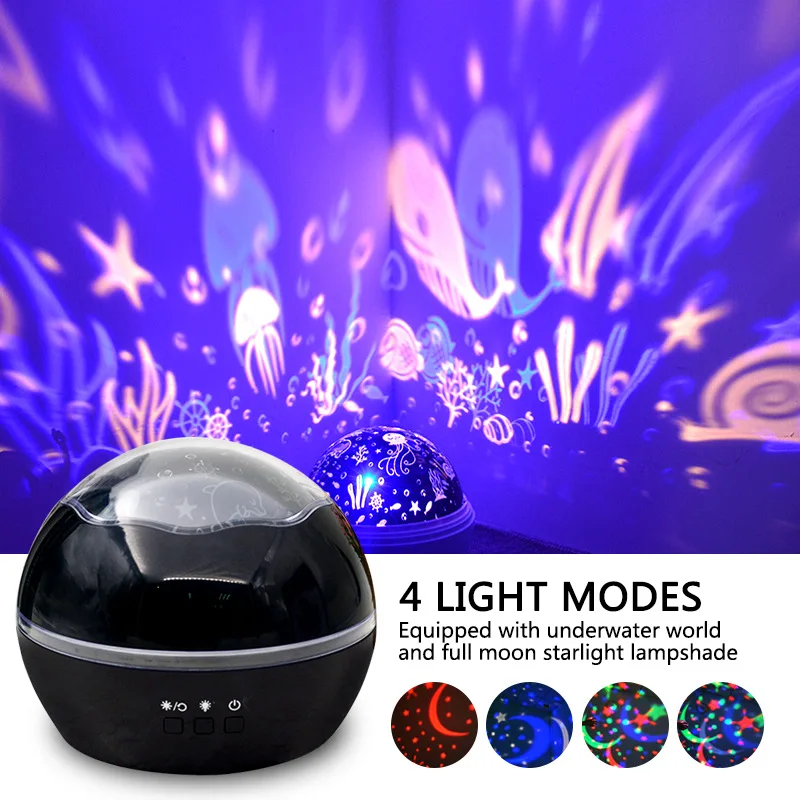 

LED Projector Spin Master Romantic Rotating Lamp Ocean World Starry Sky Star Night Light Children Kids Baby Sleep USB Power