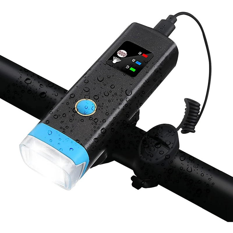 

Bike Light Front LED Set,2400 Mah Bicycle Headlight With 120Bd Horn,5 Light Modes Waterproof Bike Light For Night Riding