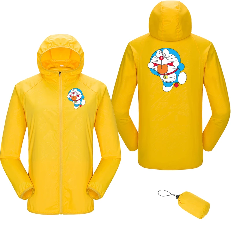 

Japanese Anime Doraemon Thin Jacket Men print Coat Waterproof Sun Protection Quick Dry Skin outdoor Windbreaker jacket