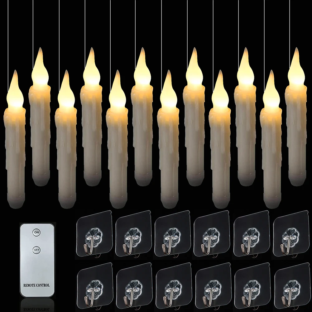

Floating LED Candles with Remote Control Candle Lights Durable with Fishing Line Birthday Wedding Indoor Home Dinner Decoration