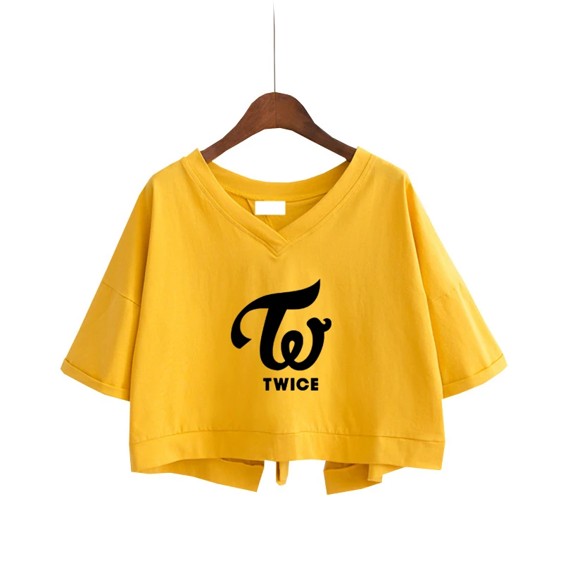 

Summer Fashion Solid V Neck T Shirts Women Short Sleeve Sexy Crop Tops Ladies Casual Tees Top Female Black Printed T-Shirts