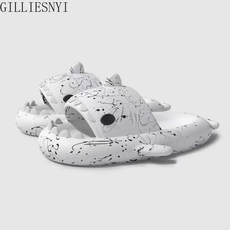 

Мужские и женские шлепанцы в форме акулы, Нескользящие Шлепанцы из ЭВА для пляжа и душа, домашняя обувь для купания, 2022