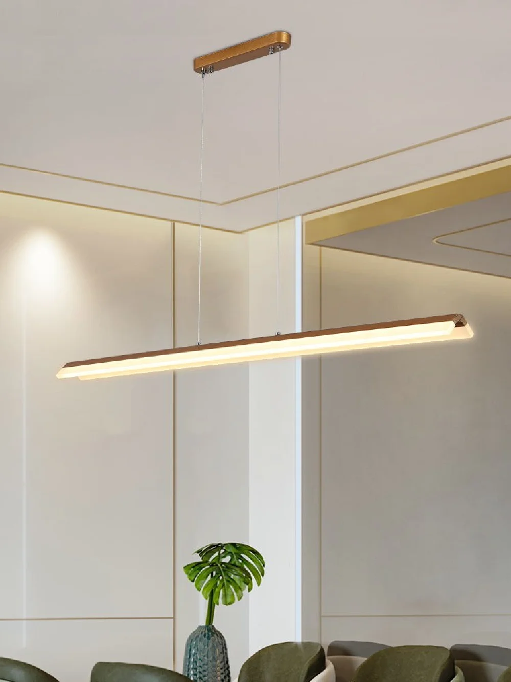 

Modern Simple LED Chandelier Dining Study Bar Acrylic Long Hanging Light Office Restaurant Pendant Lamp Black / Coffee / Gold