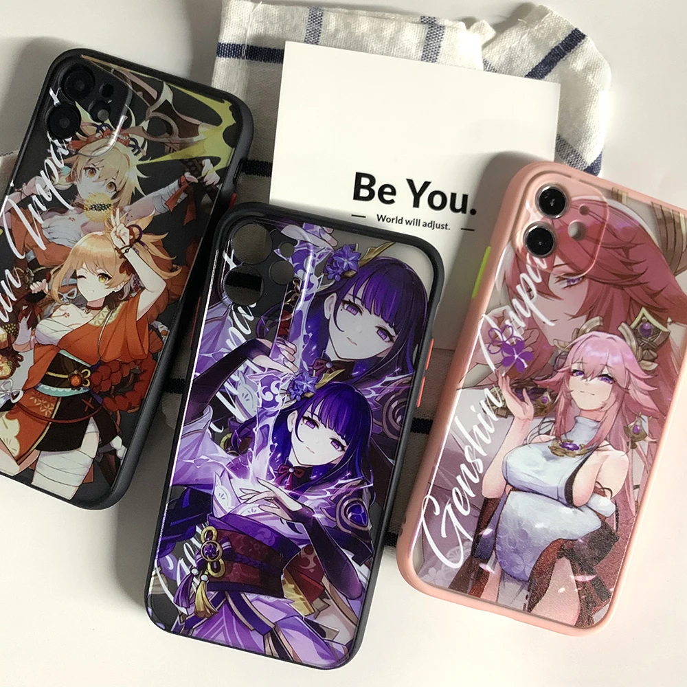 hot genshin impact game phone case for iphone 13 12 11 pro max xs xr x 7 8 plus black matte translucent cover funda coque new free global shipping