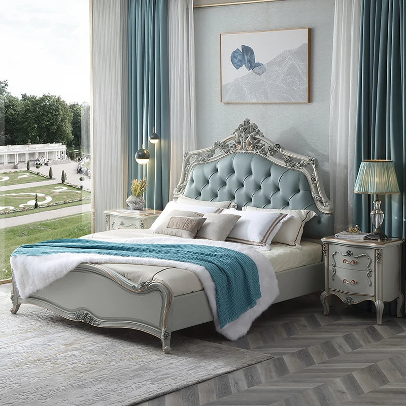 

Дворная французская мебель, европейская роскошная Высококачественная 1,8 м, хозяин принцессы, однотонная деревянная резная двойная кровать