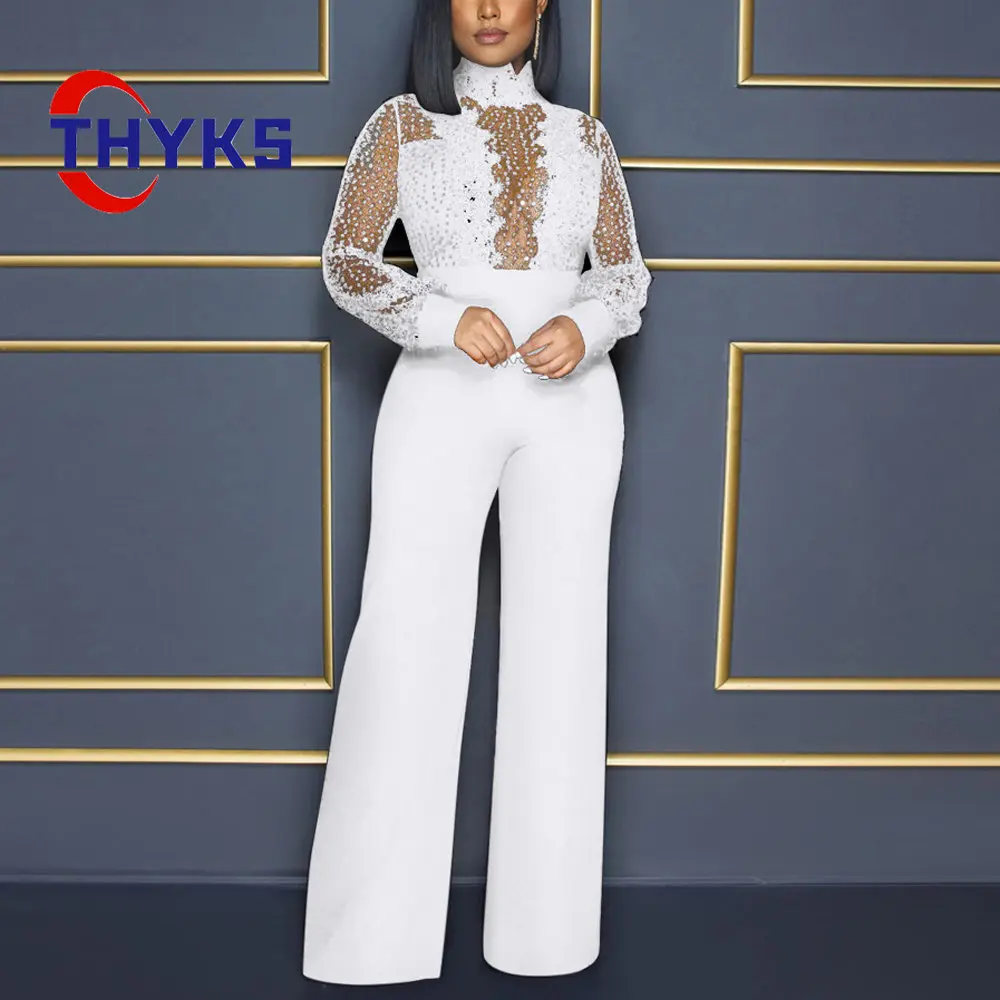 

Сексуальный кружевной прозрачный комбинезон с высоким воротом и блестками, модный обтягивающий топ в стиле ретро, женское платье в стиле Ins