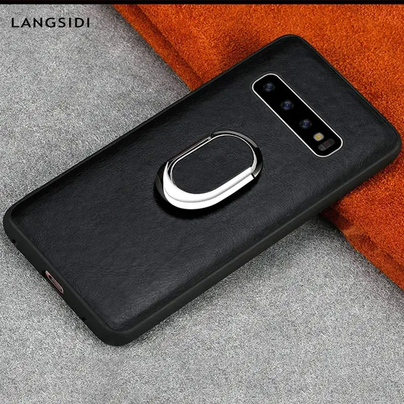 

Genuine leather mobile phone For Samsung Galaxy s10 S10 PLUS S7 S8 S9 PLUS Note 10 9 a50 a70 a10 a8 a7 magnetic bracket luxury