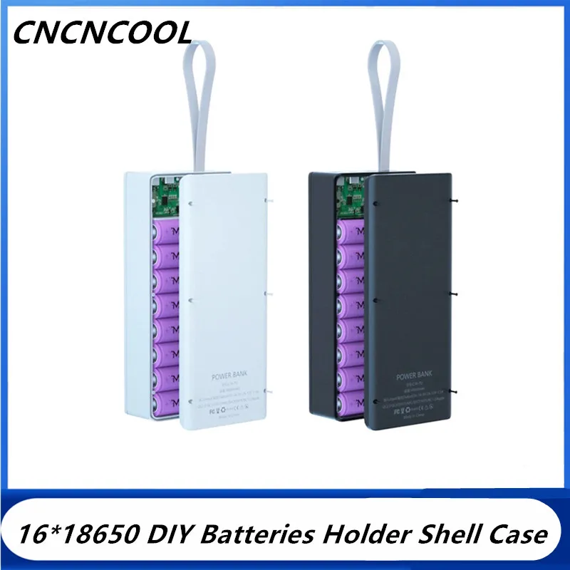 

16*18650 DIY Batteries Holder Shell Case PD QC3.0 USB Free Welding Storage Box Wireless Charging For 18650 Battery Power Bank