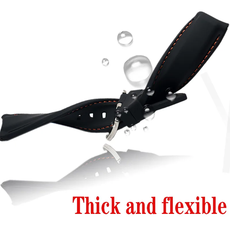 Generic Watchband Silicone Rubber Watch Strap Bands Waterproof 20mm 22mm 24mm  26mm Watches Belt