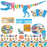 dinosaur theme party disposable tableware paper plate cup napkin safari jungle party kids birthday banner decoration baby shower